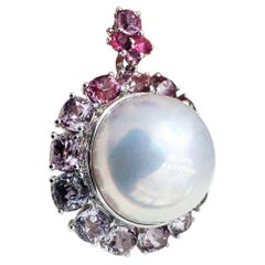 【Crown Radiance】PSL Certificate Aurora 18mm Mabe Pearl Burmese Spinel Pendant