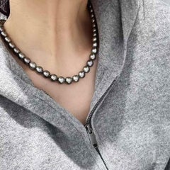 PSL Certificate Aurora 8-11mm Peacock Green Tahitian Pearl Necklace