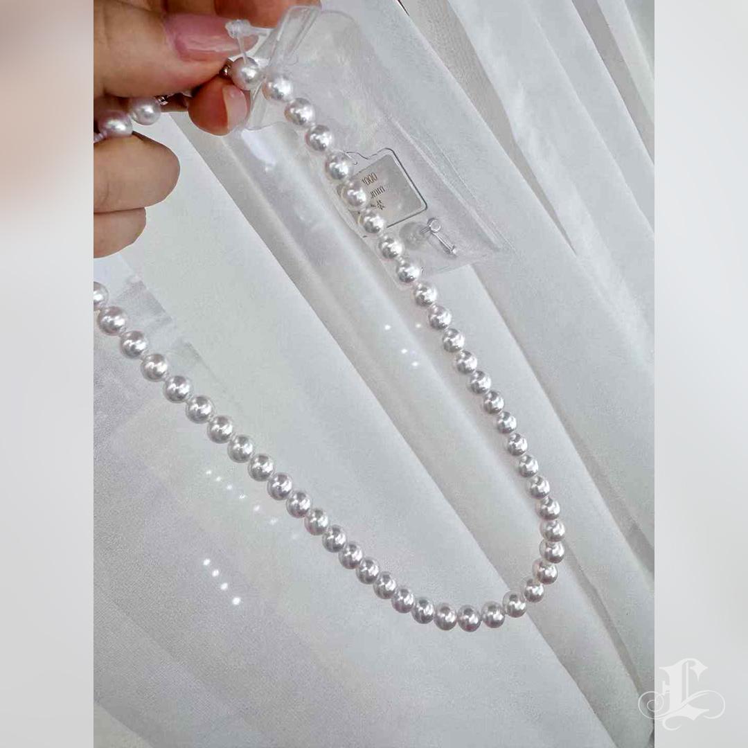 Conjunto de collar y pendientes de perlas Akoya Aurora Hanadama con certificado PSL en venta 5