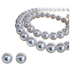 Collana e orecchini con perle Akoya Aurora Hanadama certificati PSL
