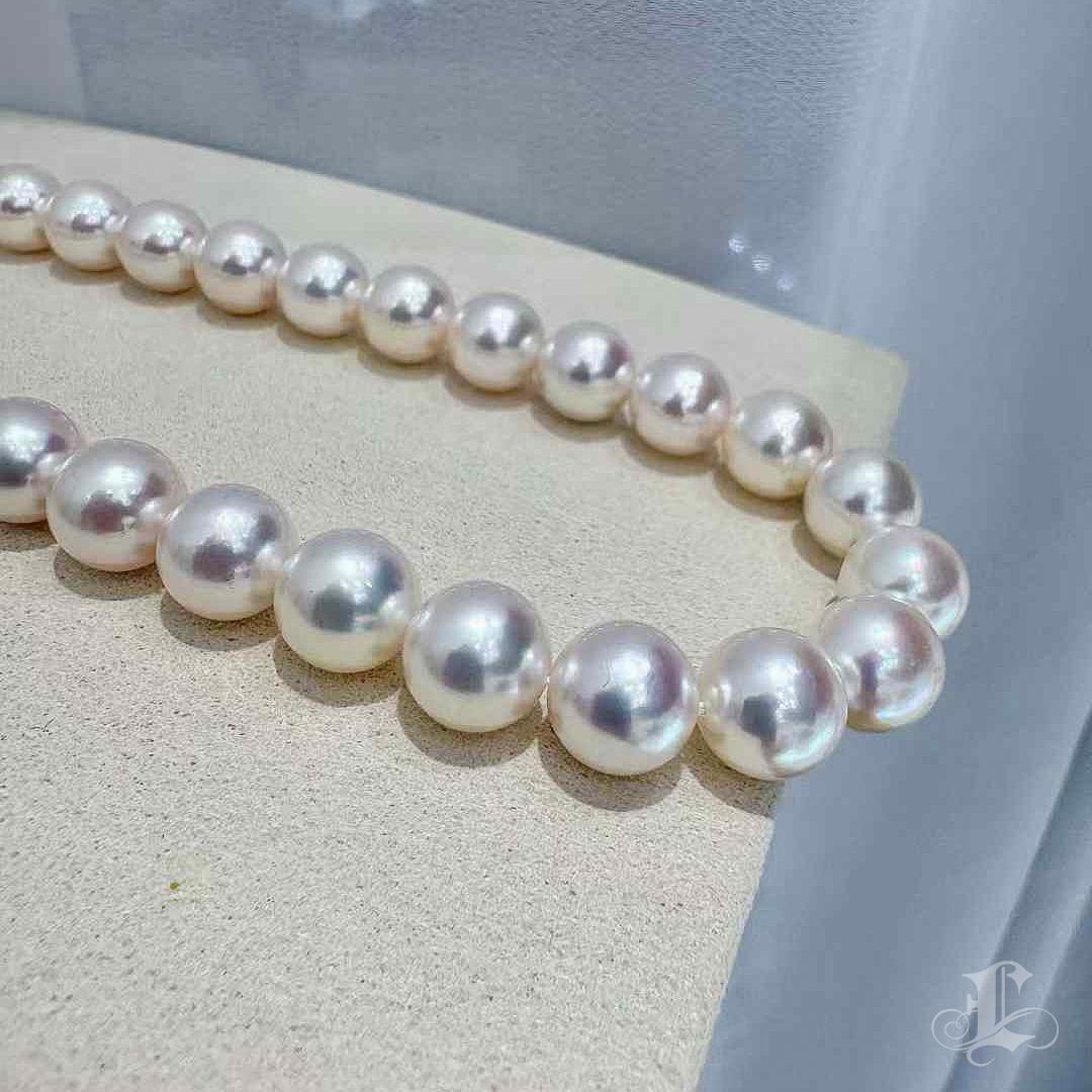 Donna Collana di perle Akoya di 9-9,5 mm certificata PSL Hanadama Rare - Lucentezza eccezionale in vendita