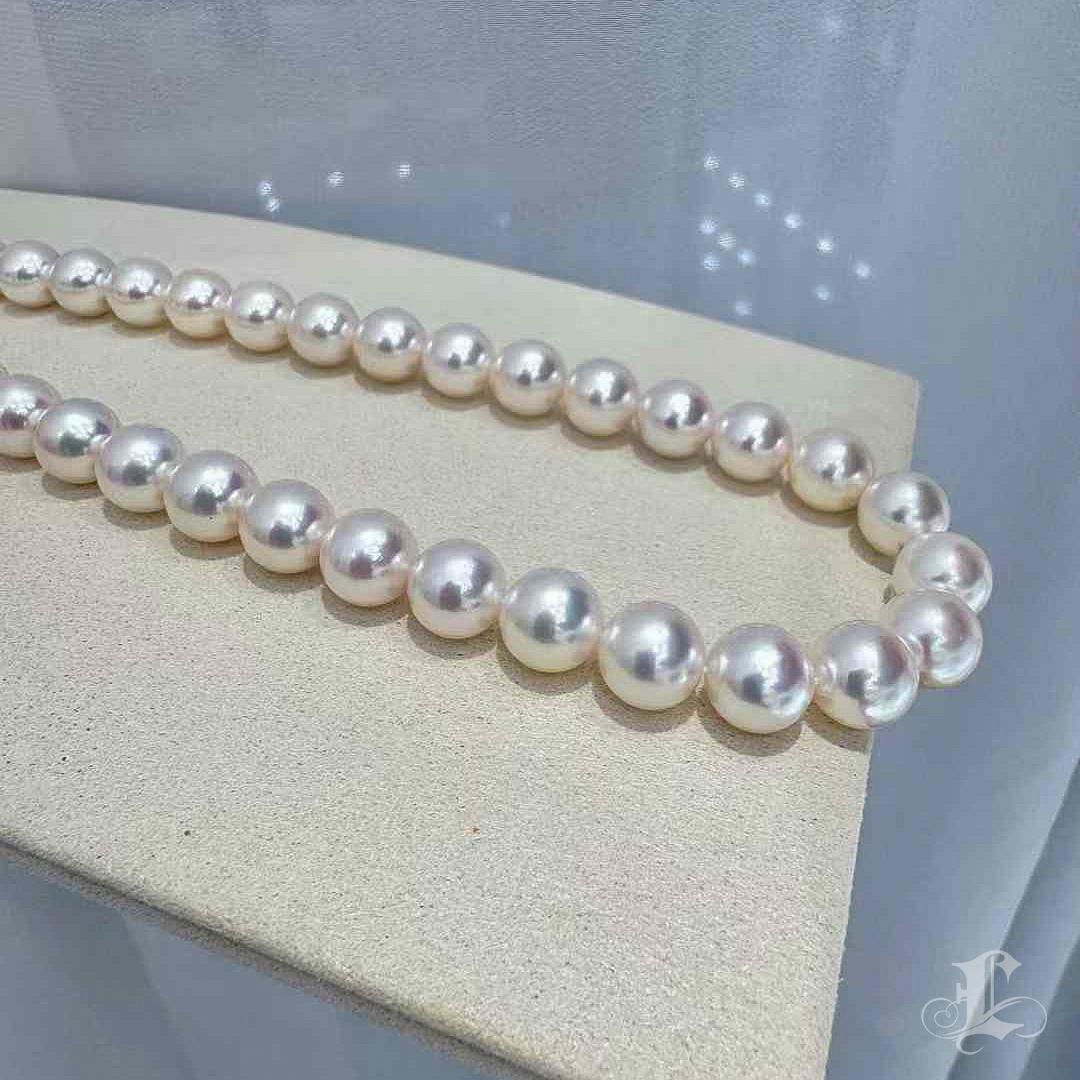Collana di perle Akoya di 9-9,5 mm certificata PSL Hanadama Rare - Lucentezza eccezionale in vendita 1