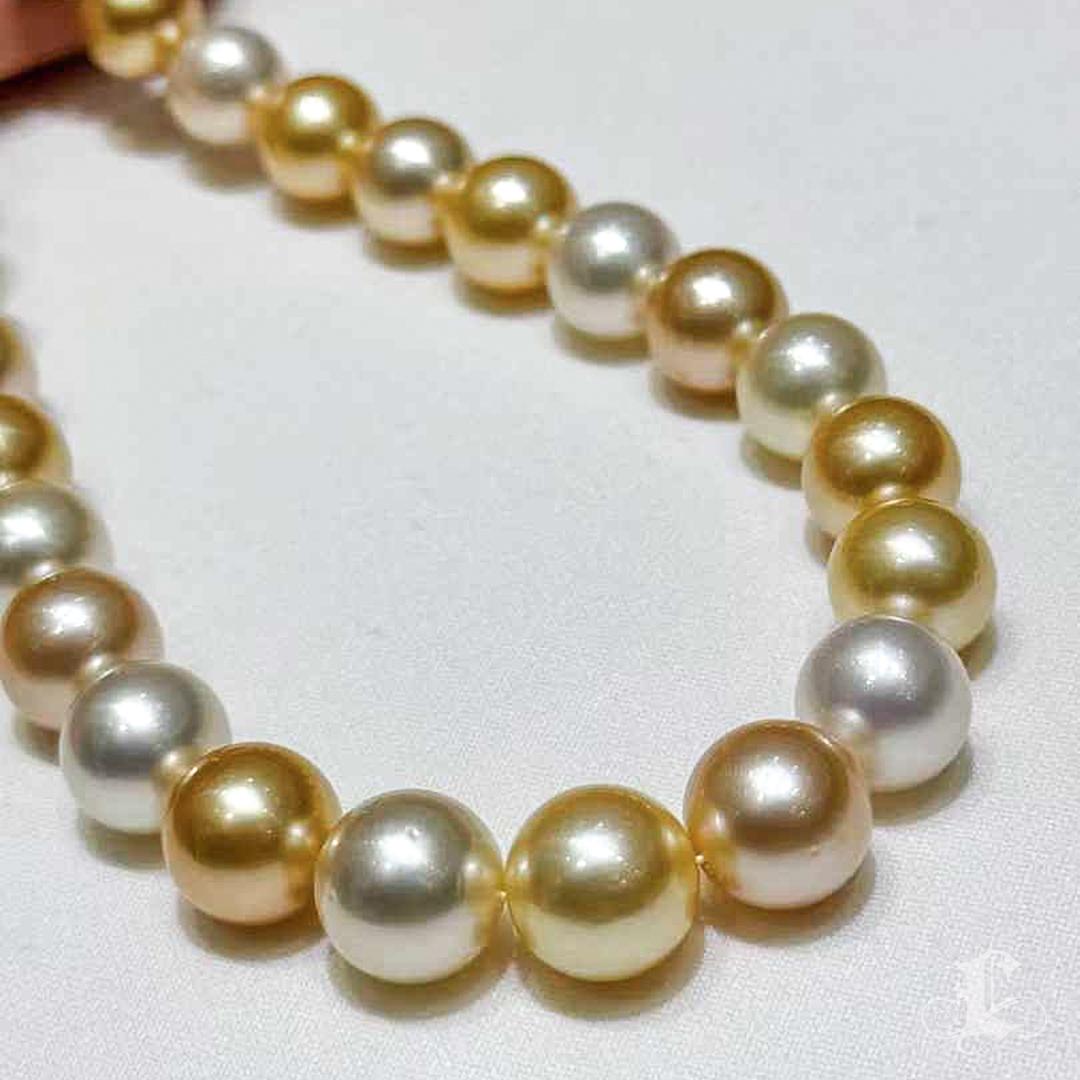 Collana di perle dei mari del sud bianche e dorate certificata PSL Aurora Harmony - Miste In condizioni Nuovo in vendita a New York, NY