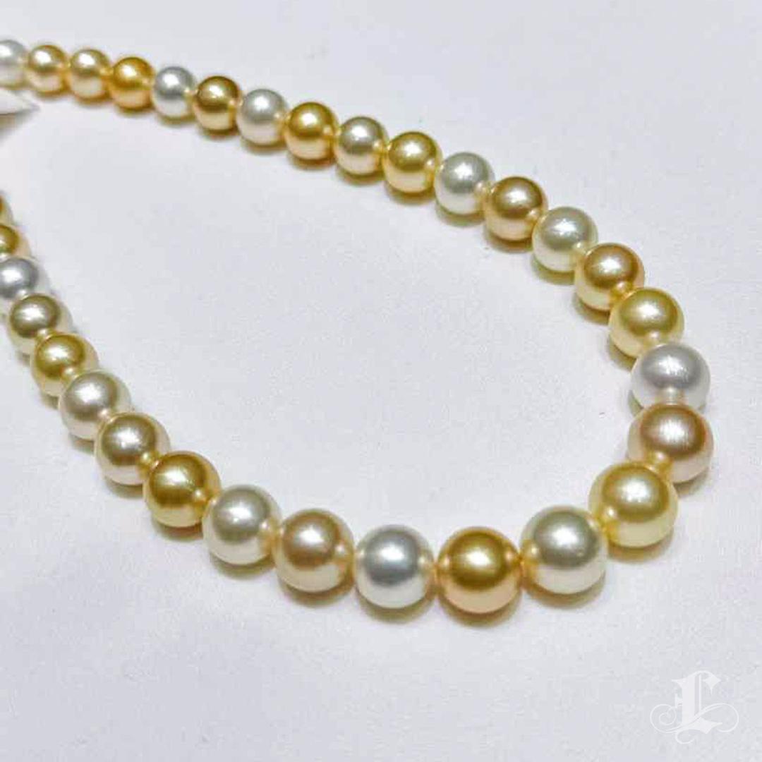 Collana di perle dei mari del sud bianche e dorate certificata PSL Aurora Harmony - Miste in vendita 1