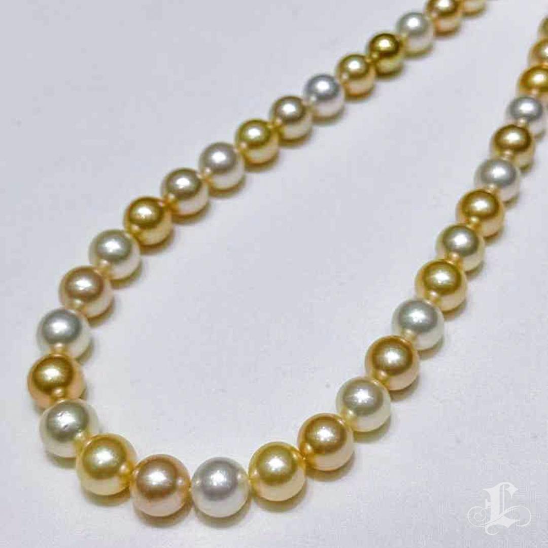 Collana di perle dei mari del sud bianche e dorate certificata PSL Aurora Harmony - Miste in vendita 2
