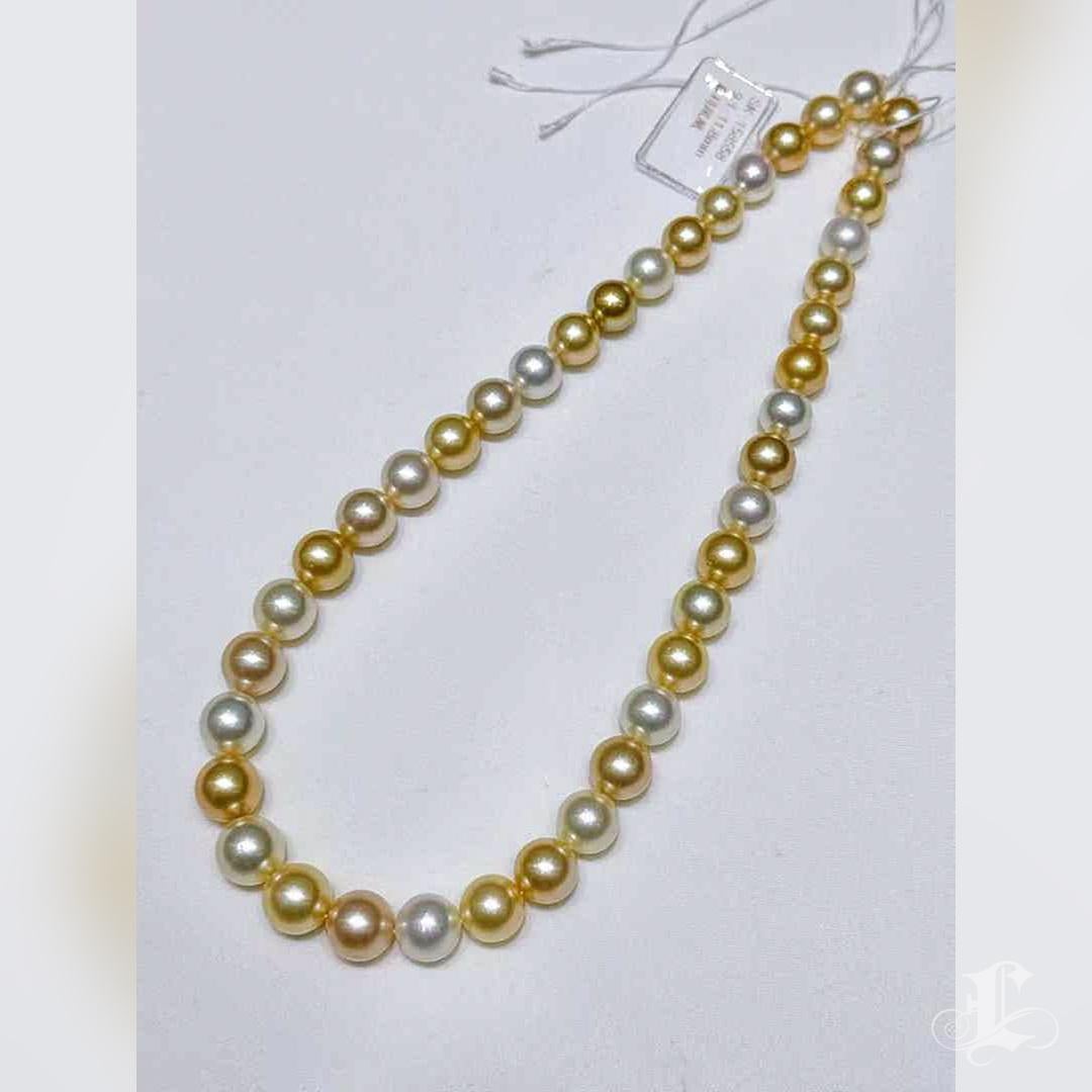 Collana di perle dei mari del sud bianche e dorate certificata PSL Aurora Harmony - Miste in vendita 3