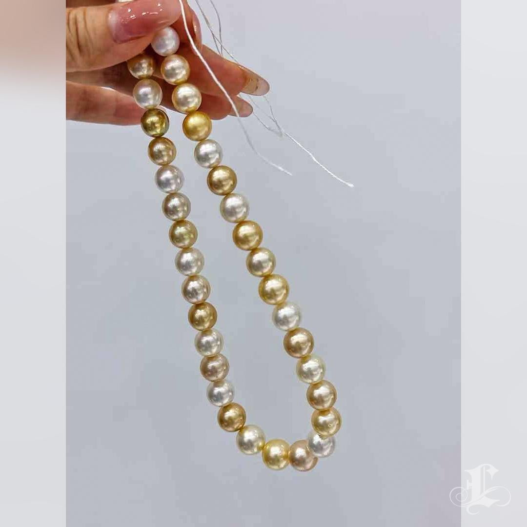 Collana di perle dei mari del sud bianche e dorate certificata PSL Aurora Harmony - Miste in vendita 4