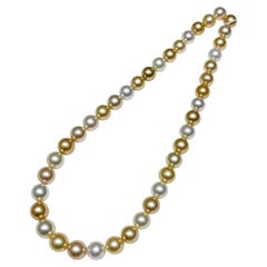 PSL Certified Aurora Harmony - Collar mixto de perlas doradas y blancas de los mares del sur