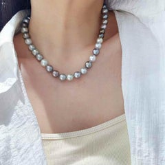 PSL Certified Aurora Spectrum Tahitian Pearl Necklace with Invisible Clasp
