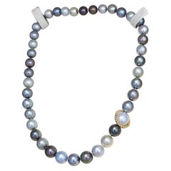 PSL Certified Aurora Spectrum Tahitian Pearl Necklace with Invisible Clasp