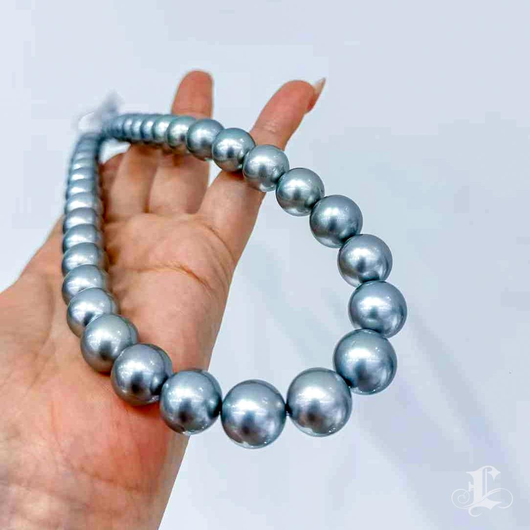 PSL Certified Ocean Blue Symphony 11.0–13.6mm Tahitian Pearl Necklace Pour femmes en vente