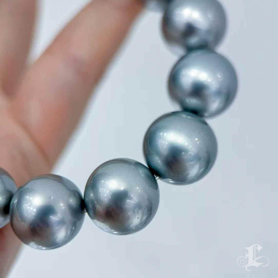 PSL Certified Ocean Blue Symphony 11.0–13.6mm Tahitian Pearl Necklace en vente 2