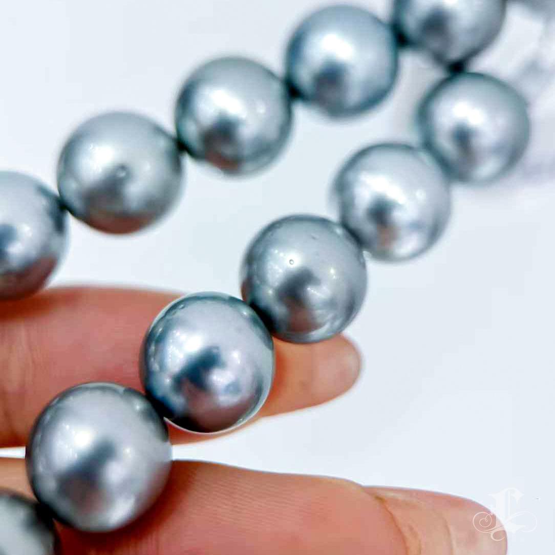 PSL Certified Ocean Blue Symphony 11.0–13.6mm Tahitian Pearl Necklace en vente 3