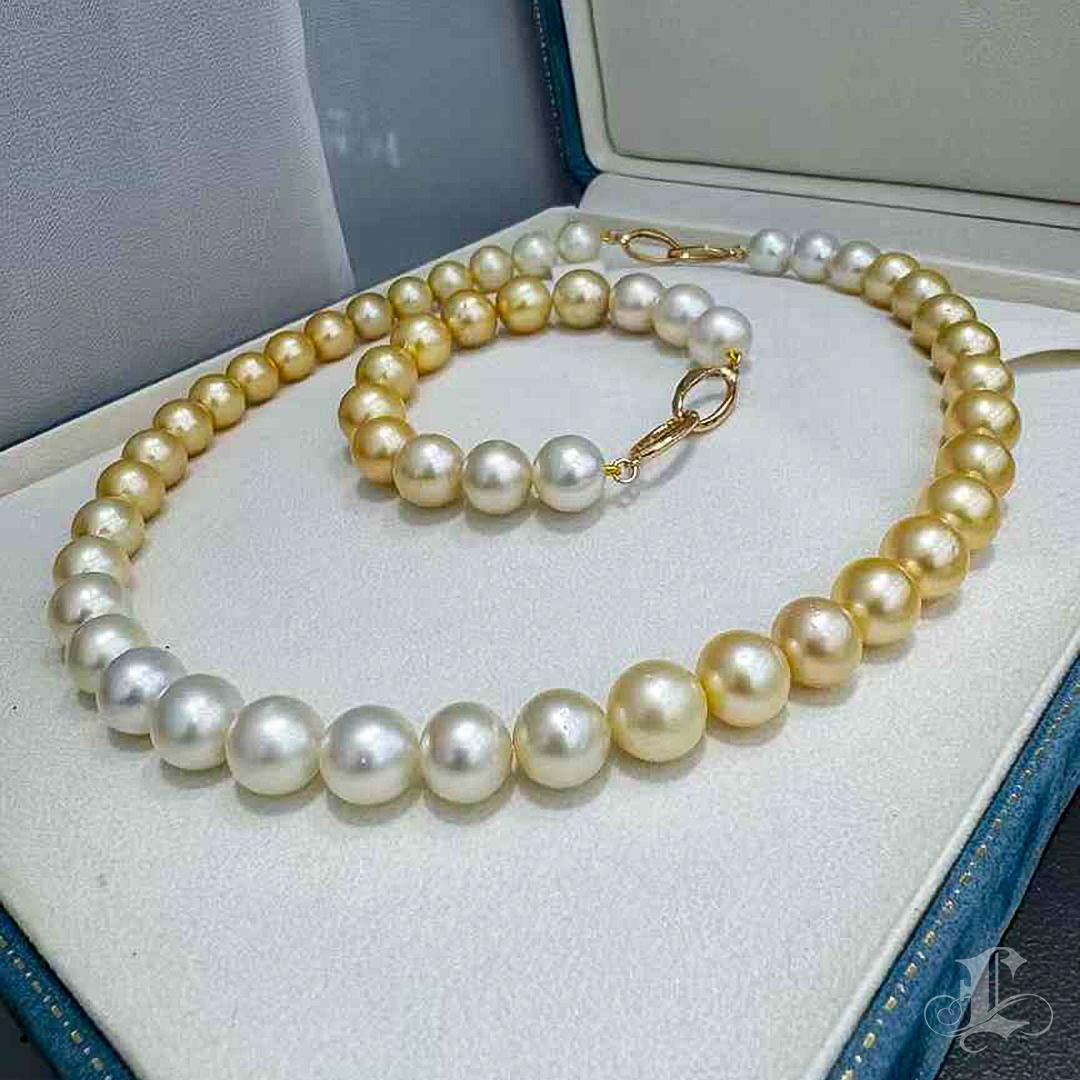 PSL SHIKISAI Certificate Aurora Ombre South Sea Pearl Set 3