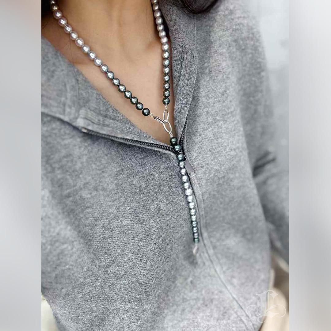 Aurora Ombre SHIKISAI Mix Pearl Necklace & Bracelet Set 1