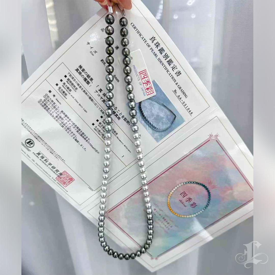 Uncut PSL SHIKISAI Certificate Akoya Pearl & Tahitian Pearl Ombre Necklace