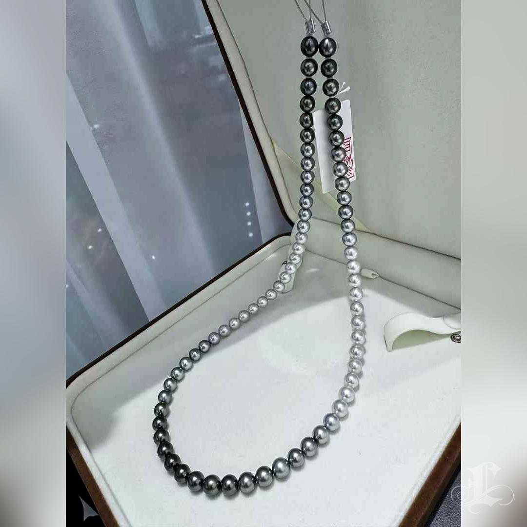 PSL SHIKISAI Certificate Akoya Pearl & Tahitian Pearl Ombre Necklace 1