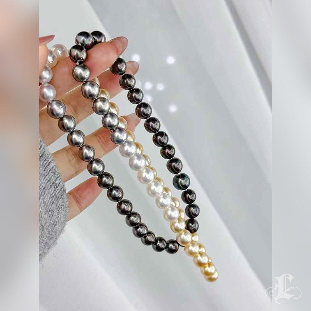 Uncut SHIKISAI Ombre South Sea, Tahitian & Akoya Pearl Necklace - 65cm with Invisible