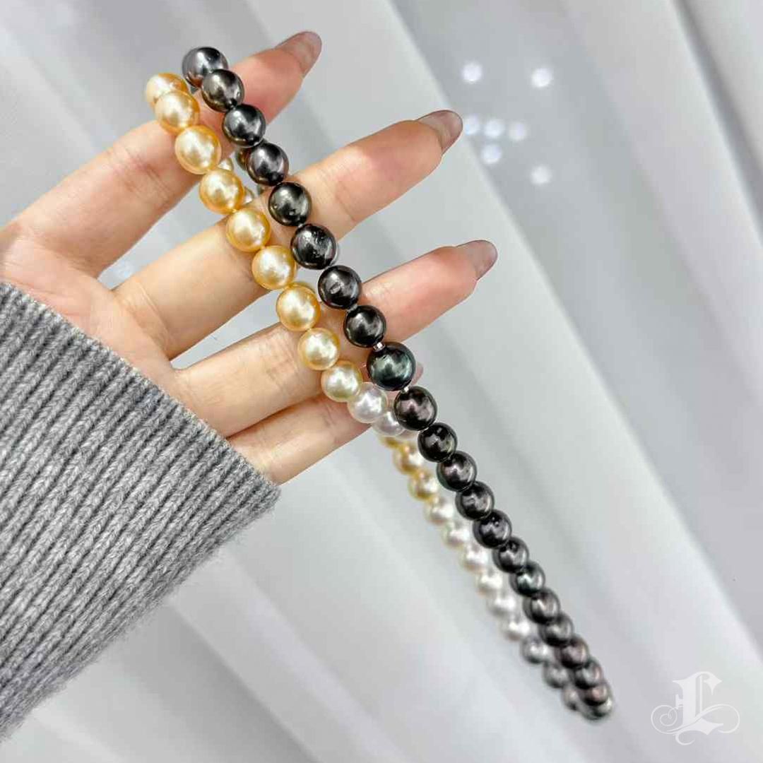 SHIKISAI Ombre South Sea, Tahitian & Akoya Pearl Necklace - 65cm with Invisible 3