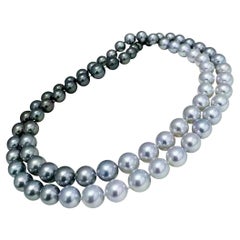 PSL SHIKISAI Certificate Akoya & Tahitian Pearl Ombre Necklace Invisible Clasp