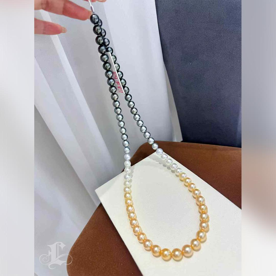 PSL SHIKISAI Certificate South Sea Pearl & Tahitian Pearl Ombre Necklace In New Condition In New York, NY
