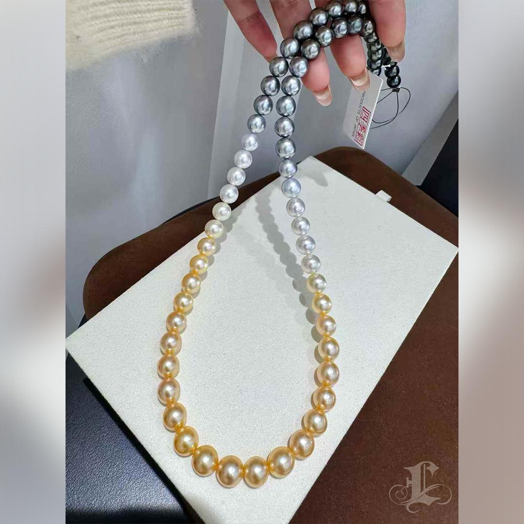 Women's PSL SHIKISAI Certificate South Sea Pearl & Tahitian Pearl Ombre Necklace