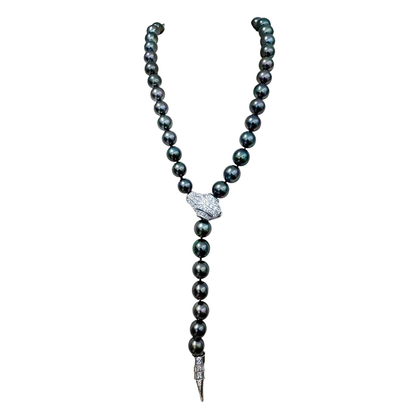 PSL Tahitian Aurora Pearl Diamond Serpentine Necklace