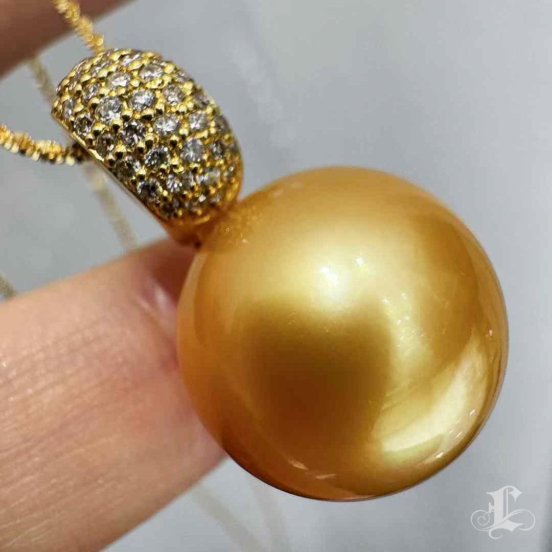 Women's 【Crown Radiance】PSL Tea Gold Certified Celestial Sol South Sea Pearl Pendant For Sale