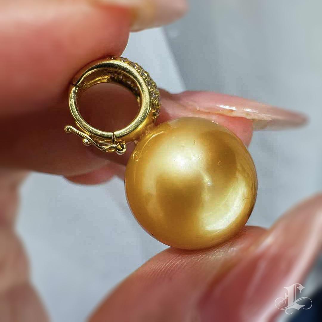 【Crown Radiance】PSL Tea Gold Certified Celestial Sol South Sea Pearl Pendant For Sale 4