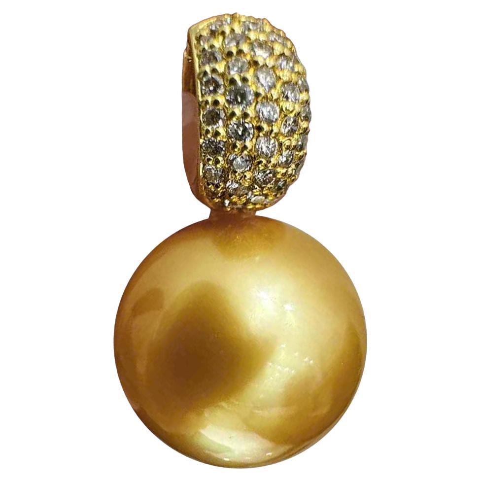 【Crown Radiance】PSL Tea Gold Certified Celestial Sol South Sea Pearl Pendant For Sale