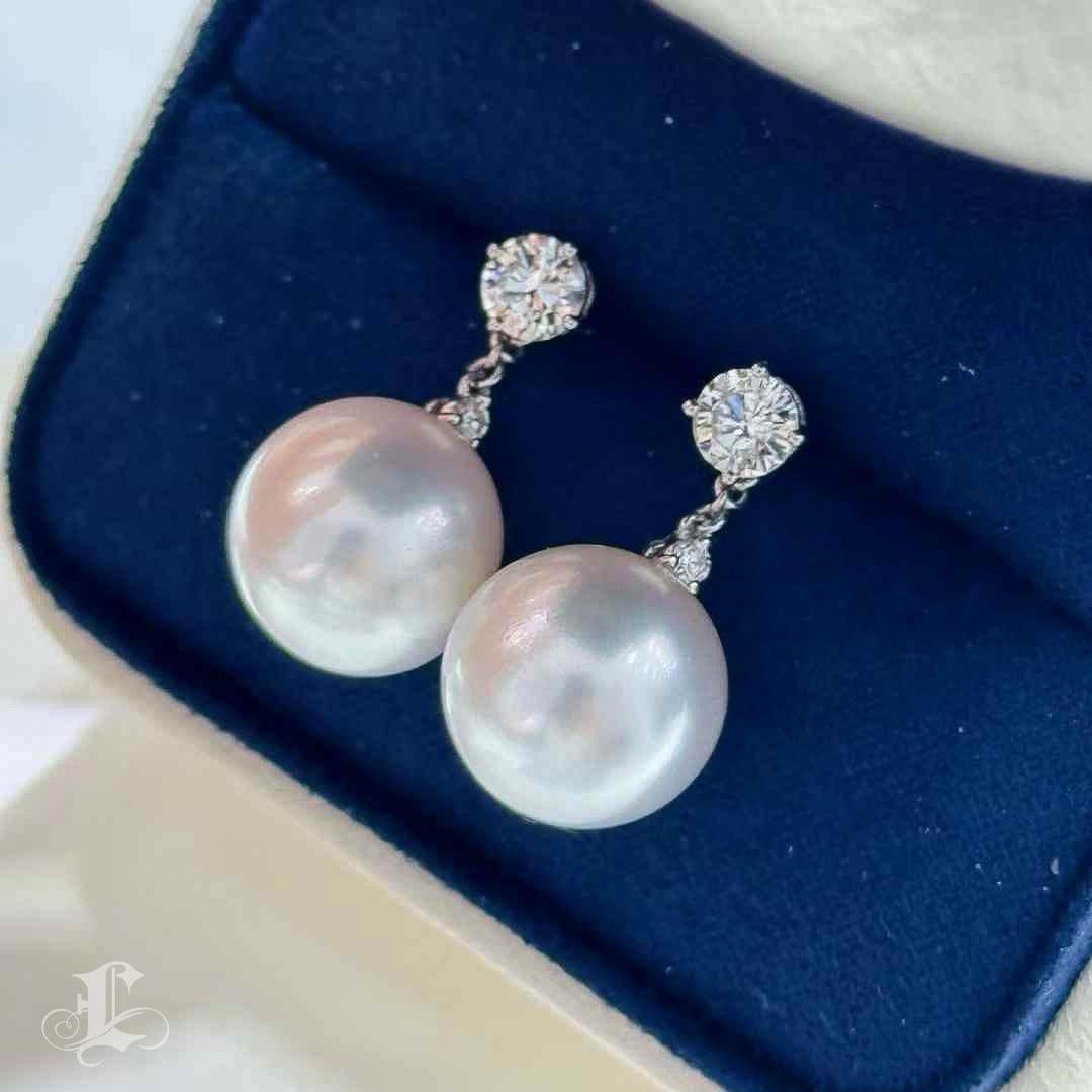 【Crown Radianc】PSL Venus Certified Pearl & CGL Diamond Convertible Earrings For Sale 1