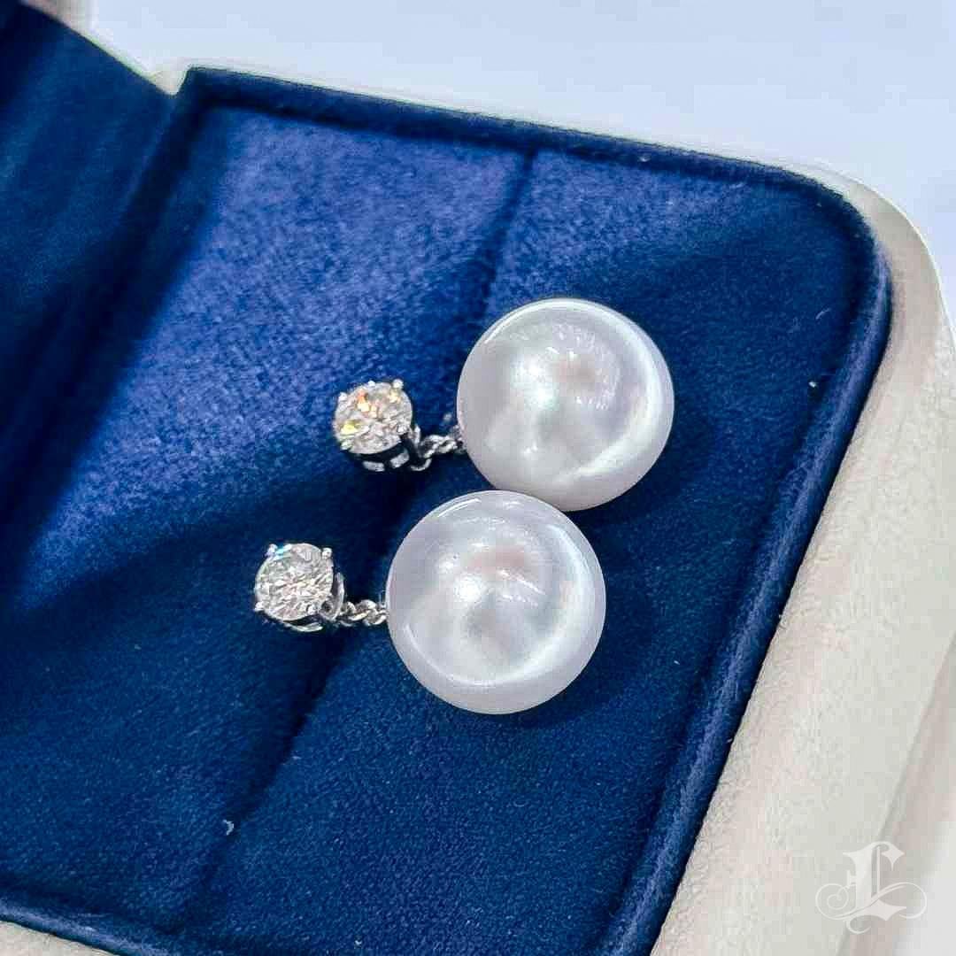 【Crown Radianc】PSL Venus Certified Pearl & CGL Diamond Convertible Earrings For Sale 2