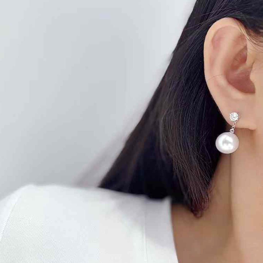 【Crown Radianc】PSL Venus Certified Pearl & CGL Diamond Convertible Earrings For Sale 5
