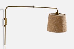 PSO, Wall Light, Brass, Fabric, Finland, 1940s