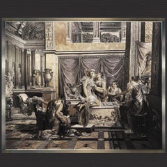 Psyche at Her Bath, Unique Hand-Embroidered Silk Fina Masterpiece, Museum Level