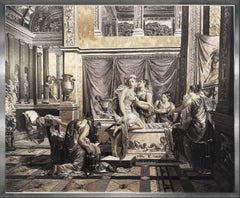 Psyche at Her Bath, Unique Hand-Embroidered Silk Fina Masterpiece, Museum Level