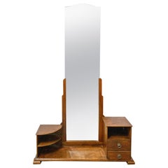 Psyche Full Length Mirror Dressing Table Vanity Cabinet, French, circa 1930