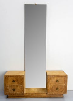 Psyche Miroir intégral Dressing Table Vanity Cabinet, français, circa 1950