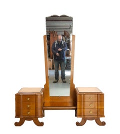 Psyche Full Length Mirror Dressing Table Vanity Cabinet, Französisch, um 1950