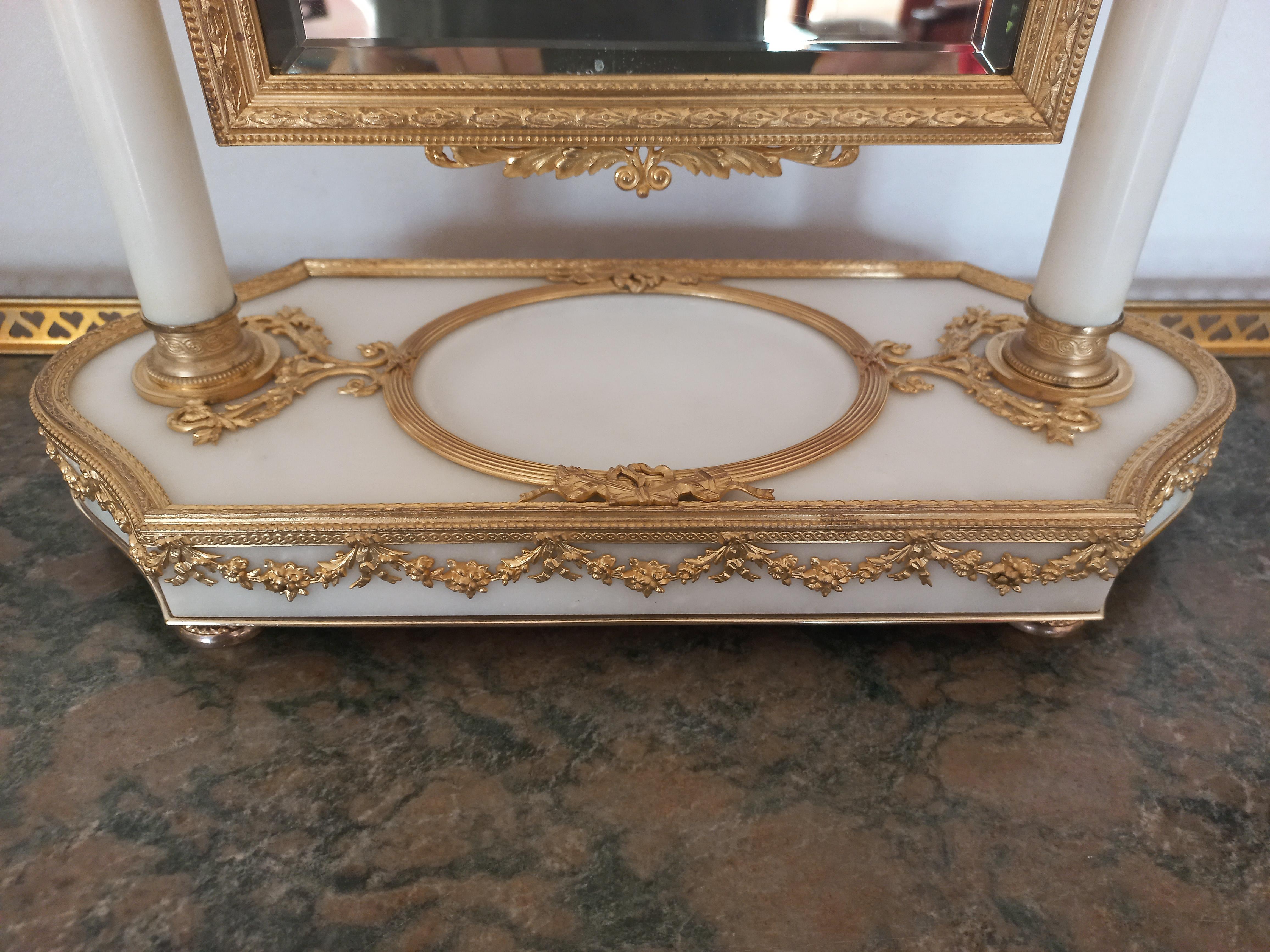 French Psyche In Gilt Bronze And Carrara Marble Late 19th Century For Sale