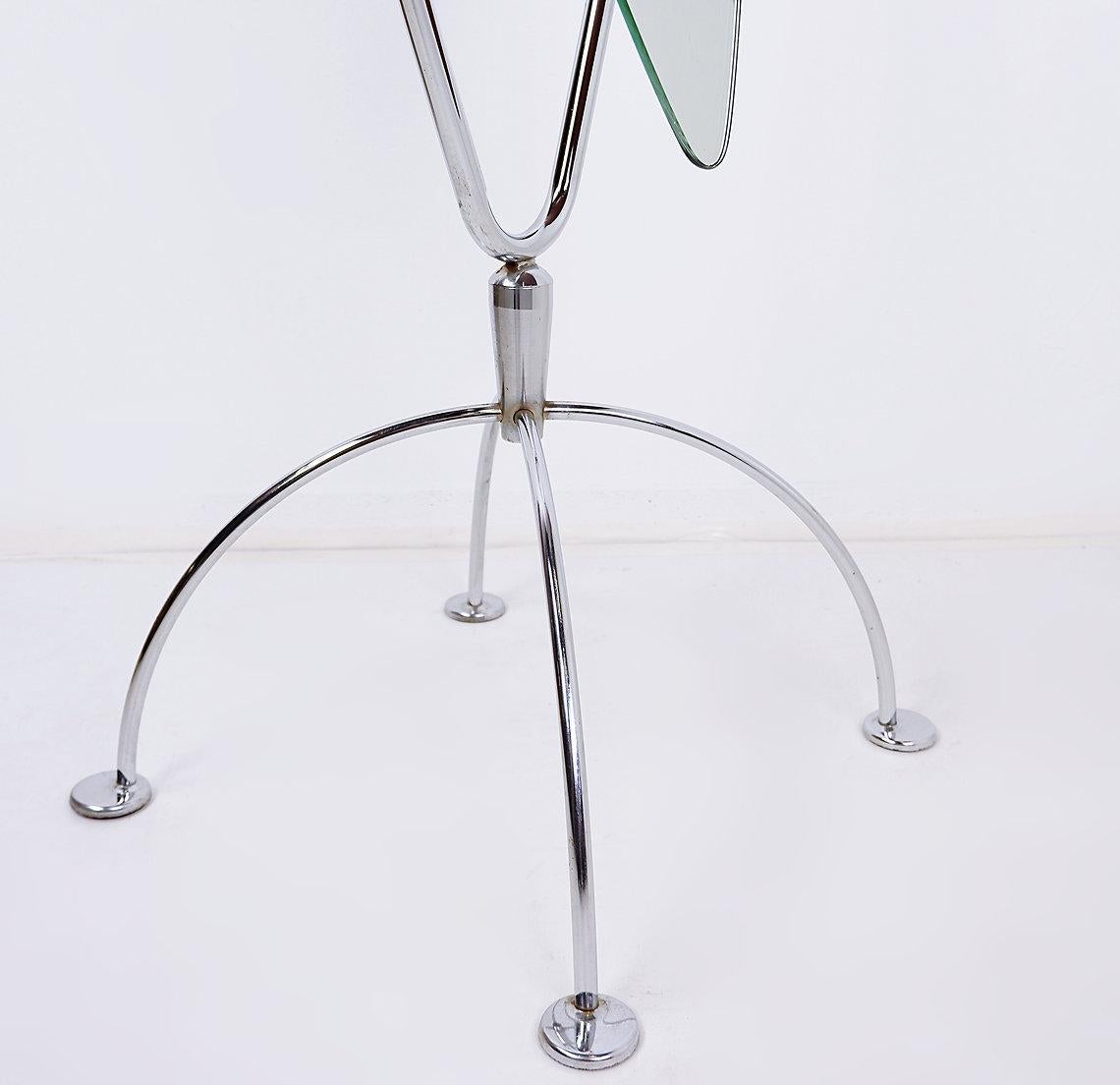 Moderno Specchio Psyche Cromo e legno - Anni '70 in vendita