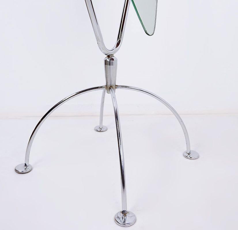 Late 20th Century Psyche Mirror Chrome and wood - 1970s For Sale