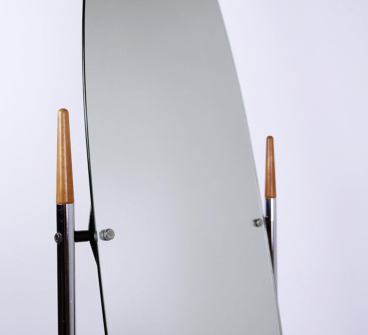 Specchio Psyche Cromo e legno - Anni '70 in vendita 2