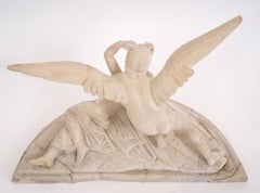 Psyche Revived by Cupids Kiss Alabaster Statue 19th Century After Antonio Canova