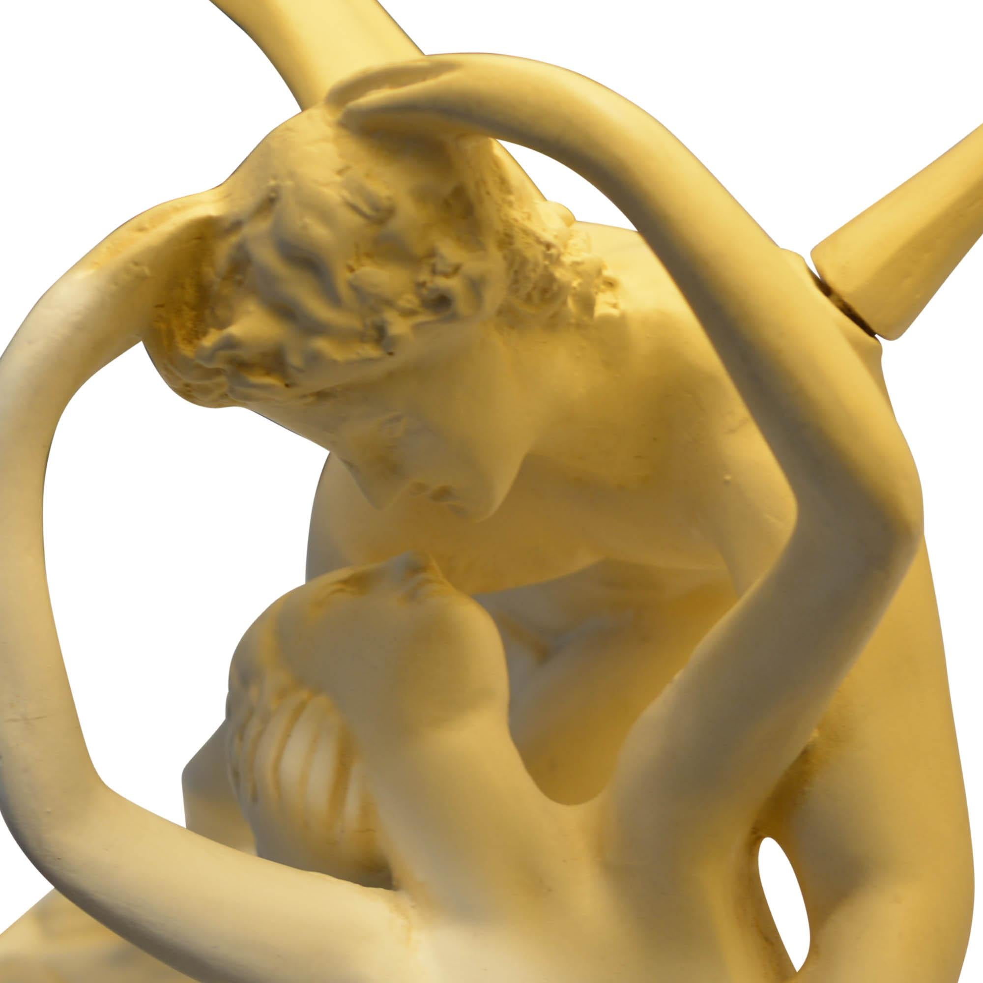 Psyche Revived by Cupid's Kiss Lamp on Marble Base Black Shade Gold Lining 2