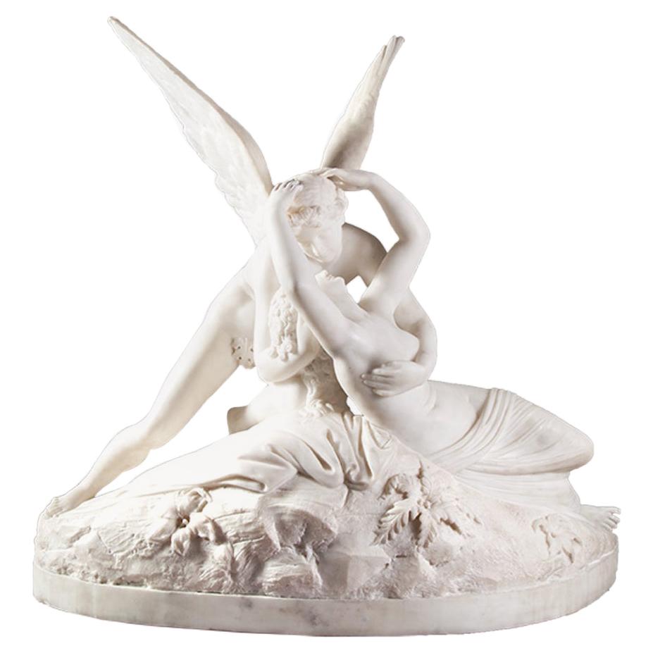 Psyche Revived by Cupid’s Kiss Sculpture For Sale