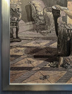 Psyche taking the Bath, Museum-Quality Hand-Embroidered Fine Silk Tapestry