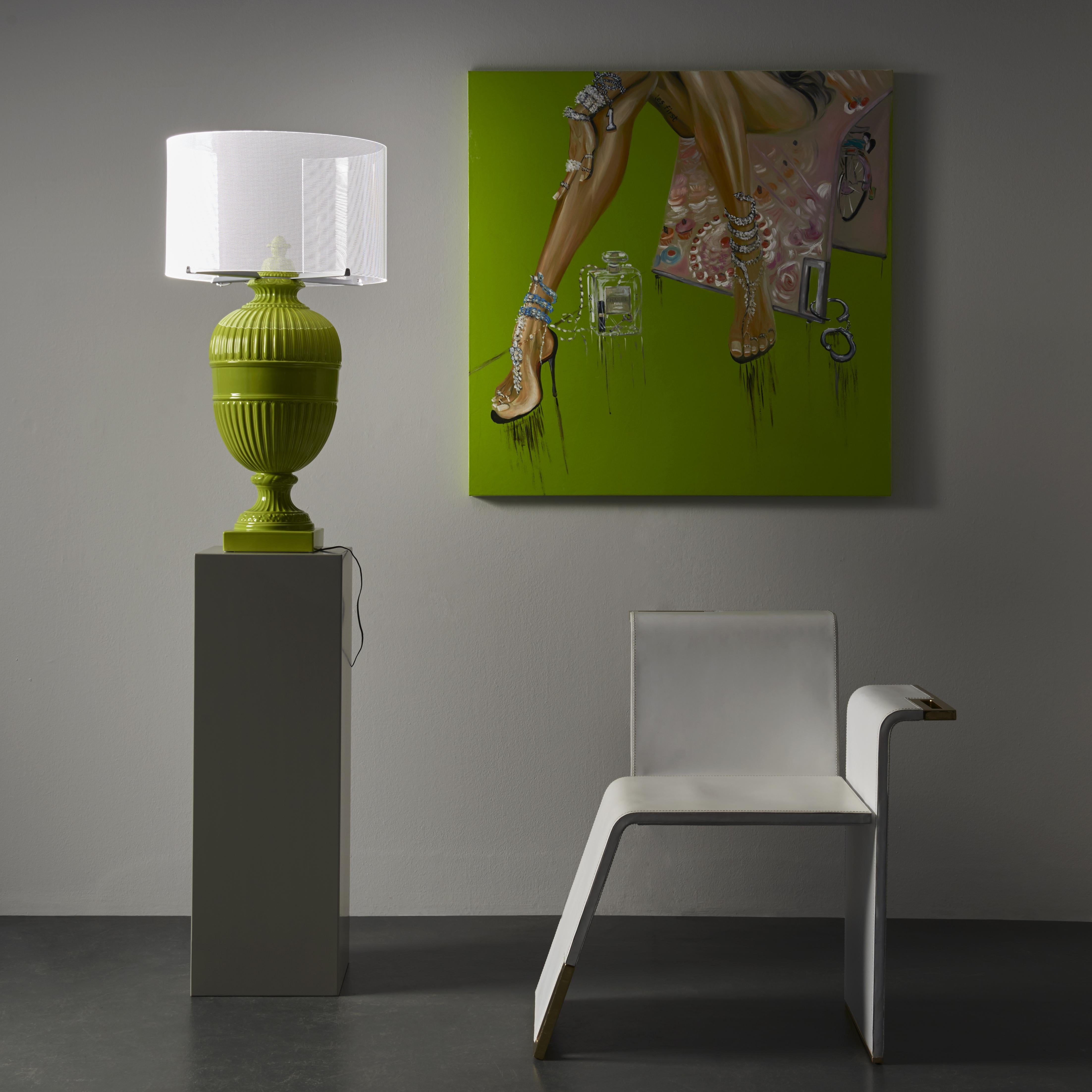 Italian Psyche Touch Lamp, Green For Sale