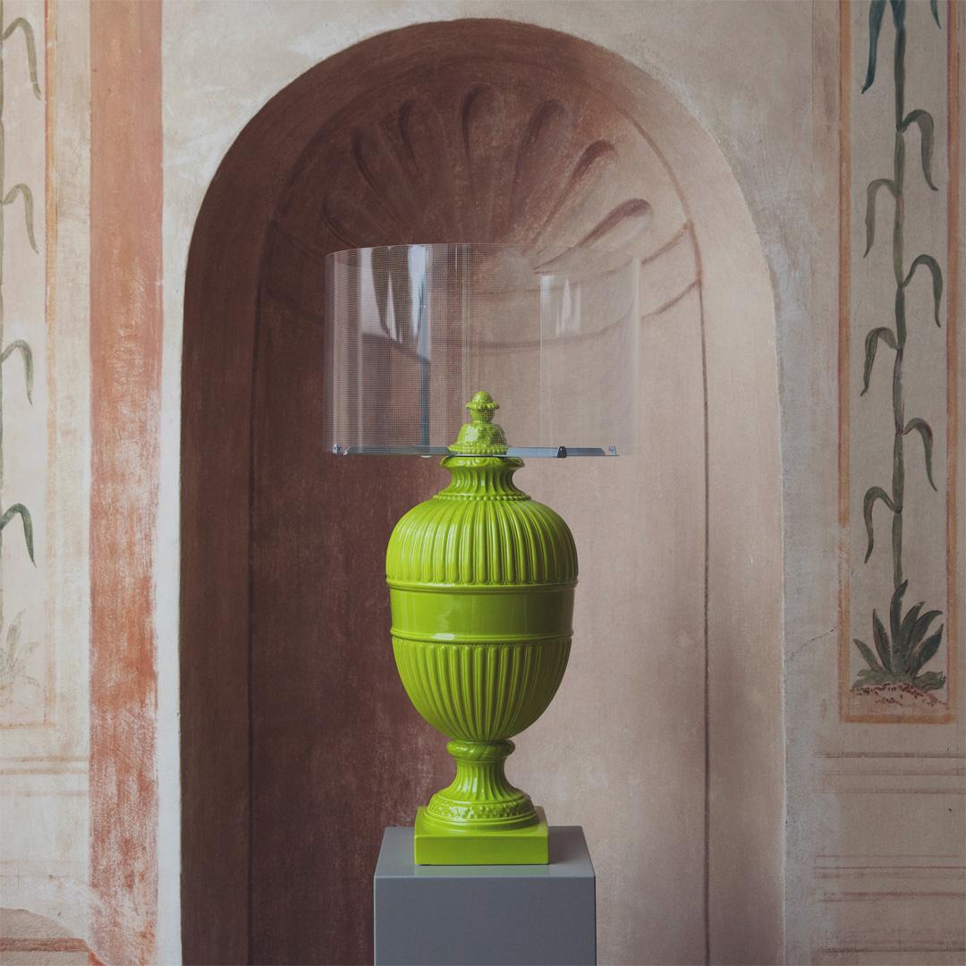 Hand-Crafted Psyche Touch Lamp, Green For Sale