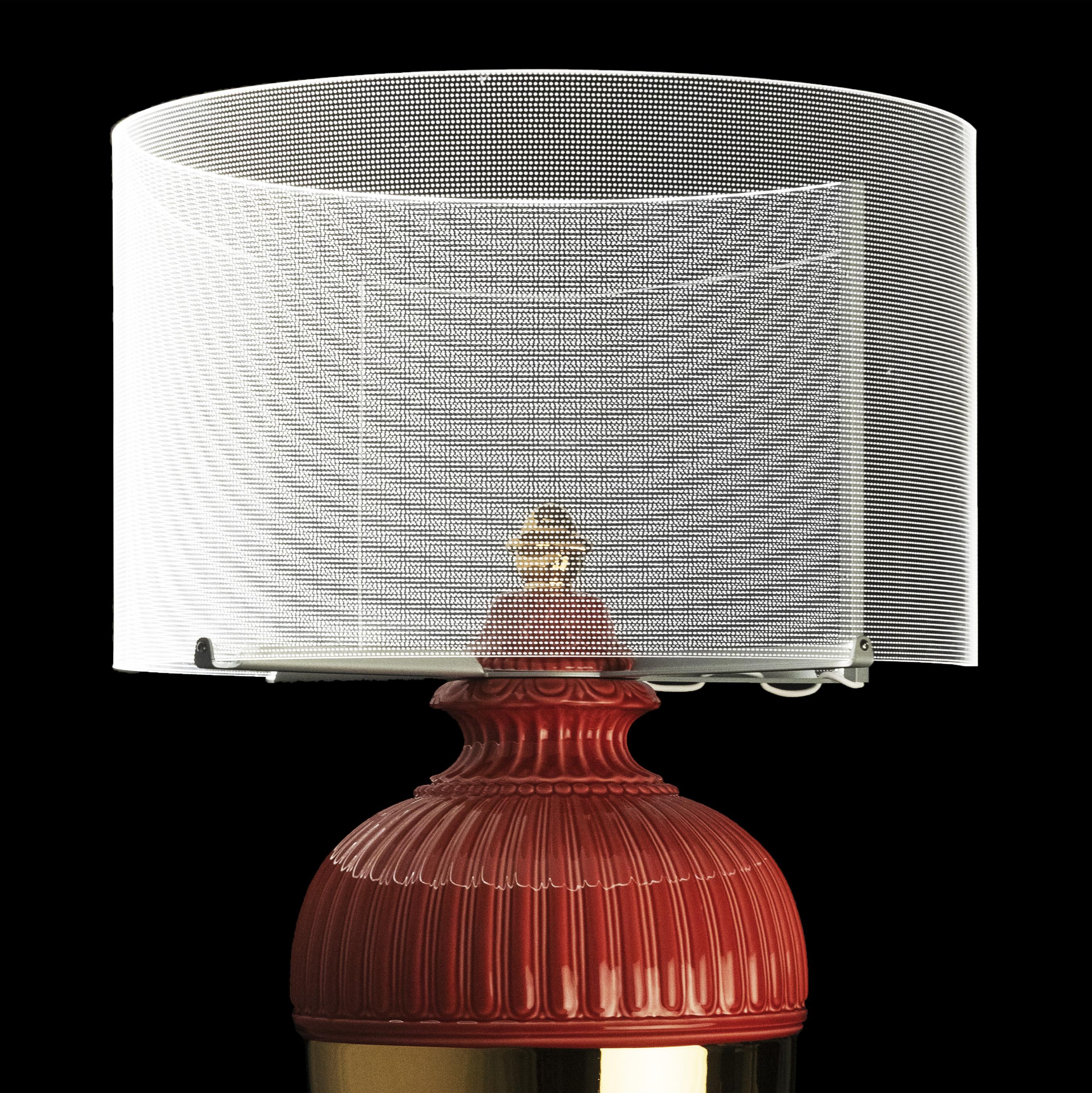 Classique américain Lampe à touches psychédéliques, rouge pompéien et or en vente